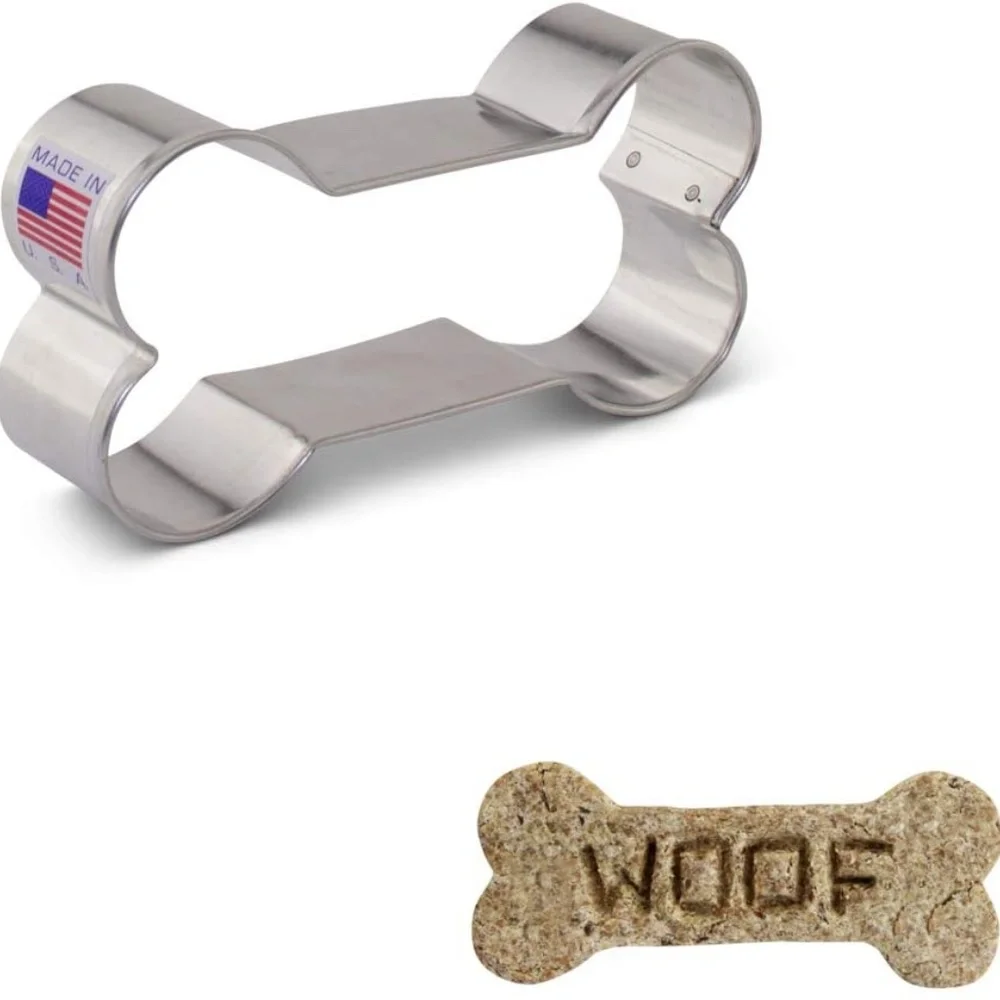 2-in-1 Food & Water Pet Bowl in Ice Blue + Dog Bone Cookie Cutter